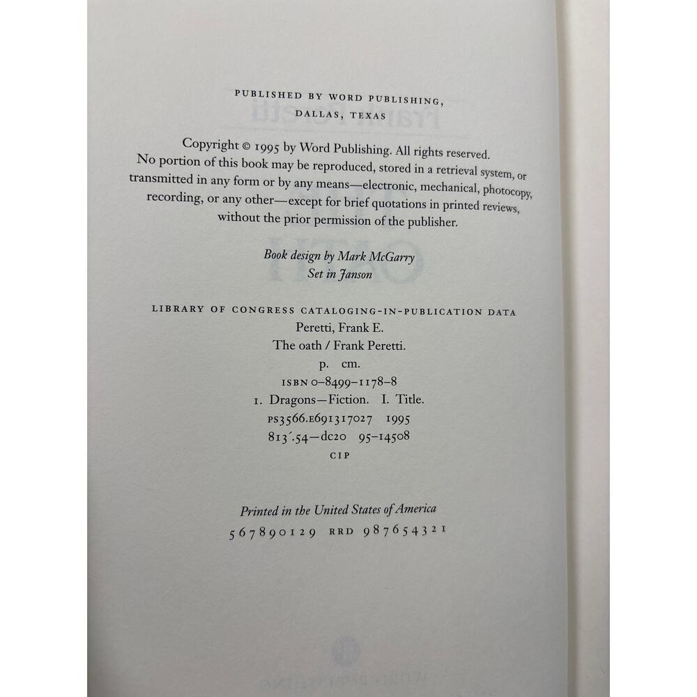 The Oath by Frank Peretti Hardcover Novel 1st print 1995 horror book dust jacket - Picture 4 of 5